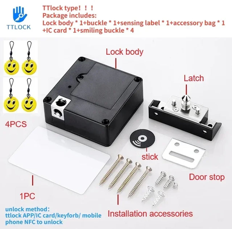 Invisible Drawer Door Lock Smart Electronic Lock IC Card Ttlock App NFC Unlock Keyless Cabinet Locker Furniture Wooden Door Lock