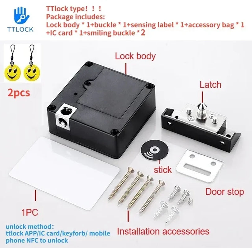 Invisible Drawer Door Lock Smart Electronic Lock IC Card Ttlock App NFC Unlock Keyless Cabinet Locker Furniture Wooden Door Lock