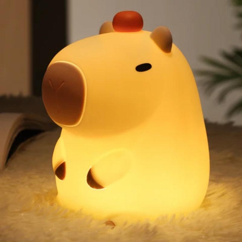 Cute Silicone Capybara Night Light Children'S Gift USB Rechargeable Animal Touch Bedside Slepp Lamp